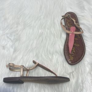 Sam Edelman Gigi Pink/Tan Thong Sandals Sz 6